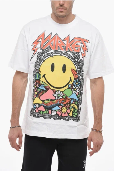 Market Smiley Maxi Frontal Printed Crew-neck T-shirt In White