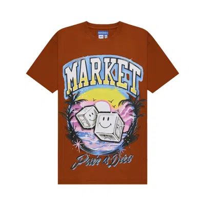 Pre-owned Market Smiley Pair Of Dice T-shirt 'rust' | Brown | Men's Size Xl