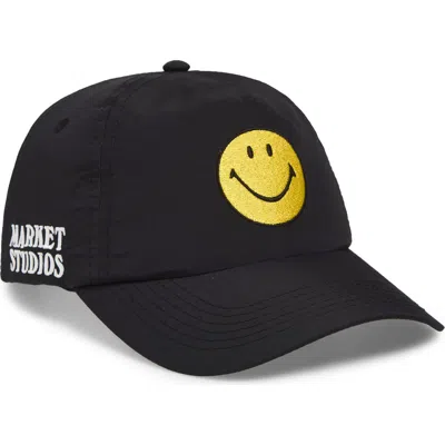 Market Smiley® Patch Snapback Baseball Cap In Black