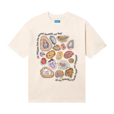 Pre-owned Market Smiley Radiating Joy T-shirt 'ecru' In White