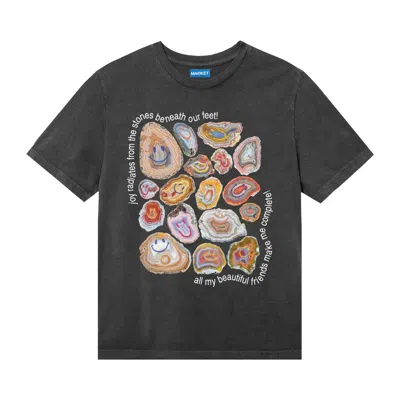 Pre-owned Market Smiley Radiating Joy T-shirt 'washed-black' | Men's Size L