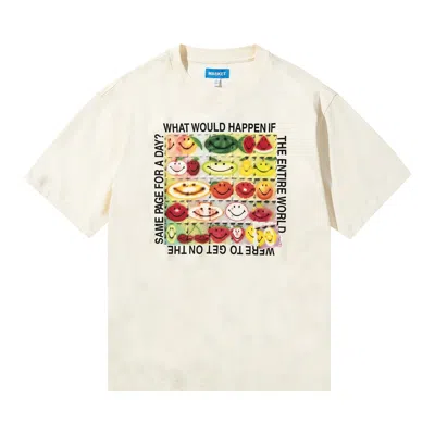 Pre-owned Market Smiley Same Page T-shirt 'butter Cream' | Men's Size S In White