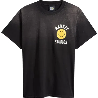 Market Smiley® Upside Down Cotton Graphic T-shirt In Black