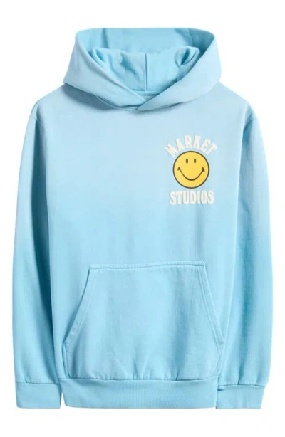 Market Smiley® Upside Down Lockup Hoodie In Blue