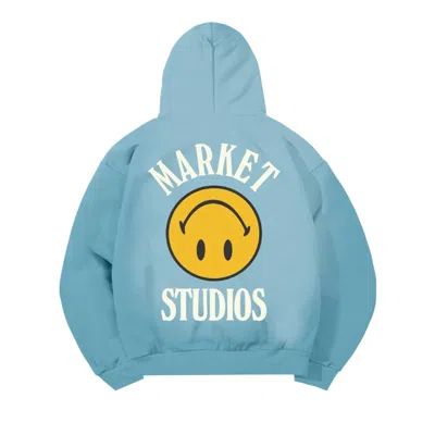 Pre-owned Market Smiley Upside Down Lockup Hoodie 'retro Blue' | Men's Size M