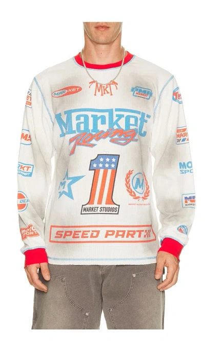 Market Speed Part Thermal Long Sleeve Tee In White