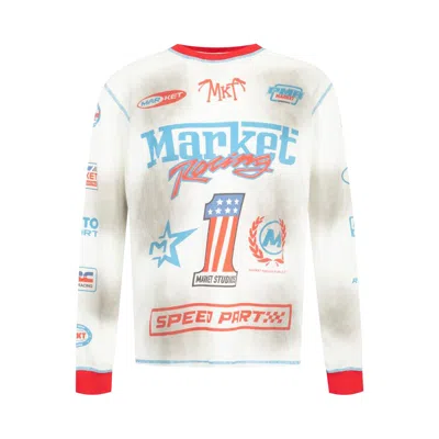 Pre-owned Market Speed Part Thermal Long-sleeve Shirt 'white' | Men's Size M