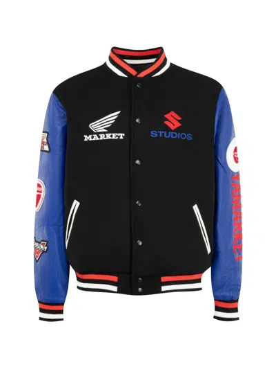 Market Sponsorship Varsity Jacket In Black