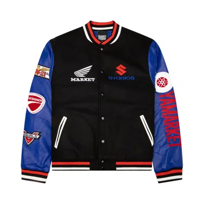 Pre-owned Market Sponsorship Varsity Jacket 'black/blue' | Men's Size S