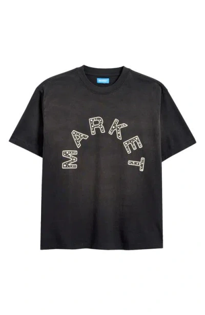 Market Starry Arc Logo Cotton Graphic T-shirt In Jet-set-black