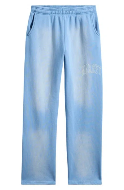 Market Static Arc Open Bottom Cotton Blend Sweatpants In Sky-blue