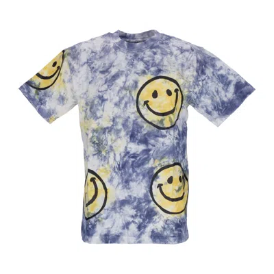 Market Sun Dye Tee X Smiley Yellow/blue Tie Dye Men's T-shirt In Gray