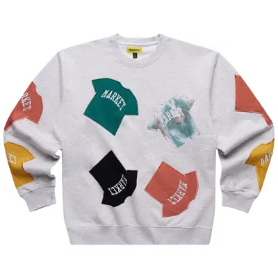 Pre-owned Market T-shirt Patch Crewneck Sweatshirt 'ash' In Grey