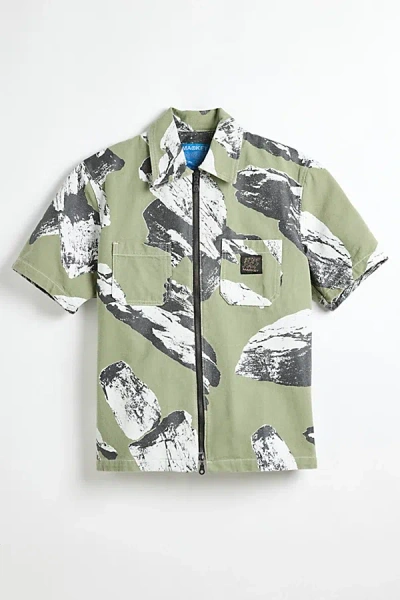 Market Talus Short Sleeve Work Shirt Top In Green At Urban Outfitters