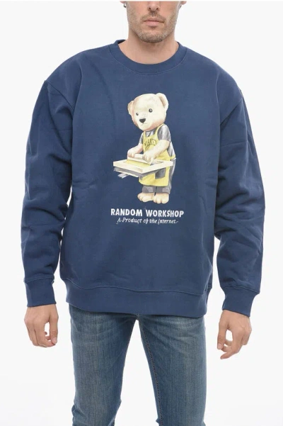 Market Teddy Bear Printed Fleeced-cotton Crew-neck Sweatshirt In Blue