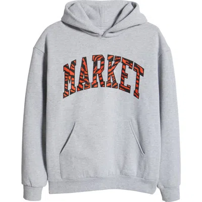 Market Tiger Stripe Logo Graphic Hoodie In Heather Grey