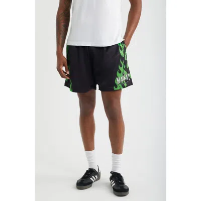 Market Toxic Flames Mesh Shorts In Black