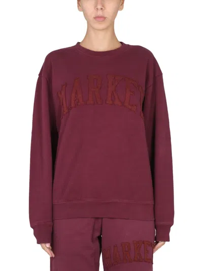 Market Vintage Wash Cross-neck Sweatshirt In Bordeaux