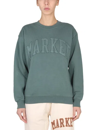 Market Vintage Wash Cross-neck Sweatshirt In Green