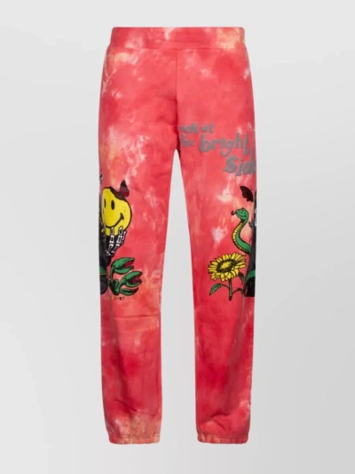 Market Waistband Trousers With Cuffed Hem And Printed Design In Pink