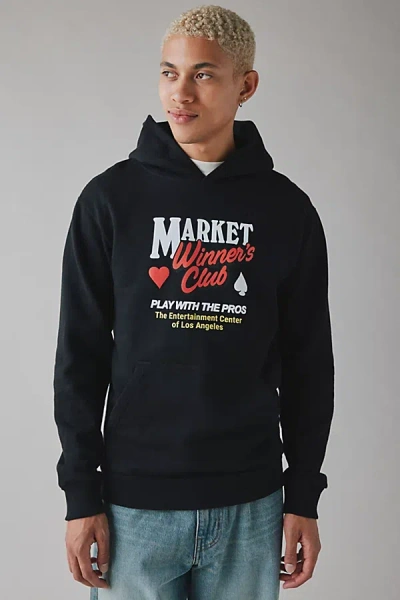Market Winner's Club Graphic Hoodie Sweatshirt In Black, Men's At Urban Outfitters