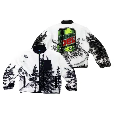 Pre-owned Market X Mountain Dew Mountain Calling Polar Fleece Jacket 'white/black' | Men's Size M