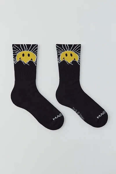 Market X Smiley Sunrise Crew Sock In Brown, Men's At Urban Outfitters In Black