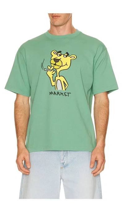 Market Yellow Panther T-shirt In Green