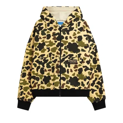 Pre-owned Market Zip Up Camo Jacket 'woodland' | Brown | Men's Size L