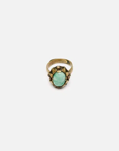 Marketplace 1970s Jadeite Gold Tone Adjustable Ring In Brown