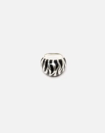 Marketplace 50s Zebra Enameled Sterling Silver Ring In Black