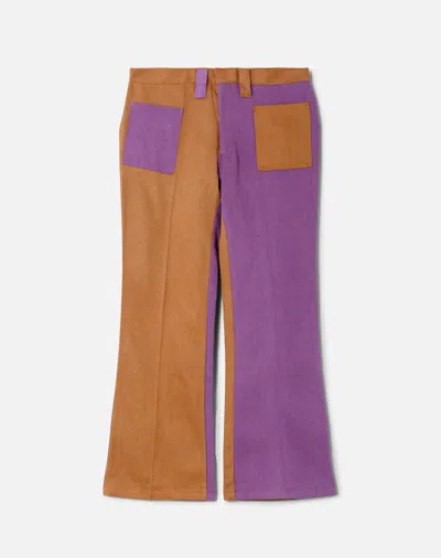 Marketplace 70s Color Block Patch Pants In Purple