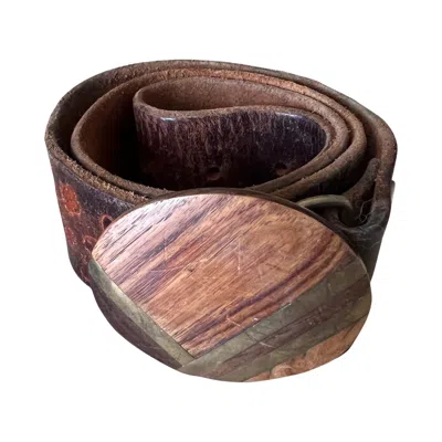 Marketplace 70s Inlaid Wood Belt In Brown
