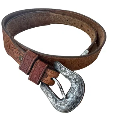 Marketplace 70s Leather Western Belt In Brown