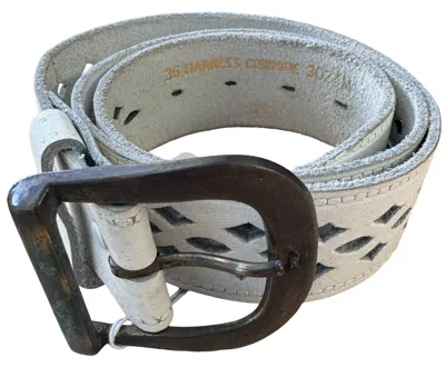 Marketplace 70s White Perforated Belt In Gray