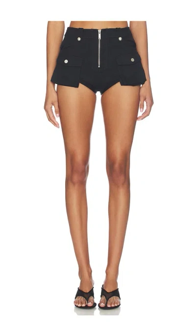 Markgong Cargo Fringe Micro Short In Black