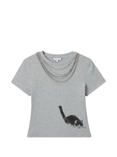 Markgong Chain-detail Graphic-print T-shirt In Silver