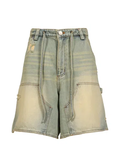 Markgong Denim Cargo Shorts In Blue