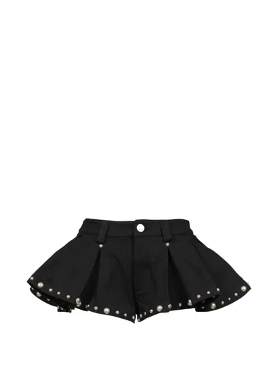 Markgong Faux-pearl Embellished Pleated Skirt In Black