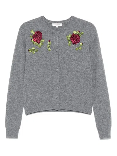 MARKGONG FLORAL-APPLIQUÉ CARDIGAN