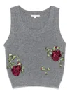 Shop Markgong Floral-appliqué Ribbed Top