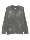 Markgong Floral-embellished Button Cardigan In Gray