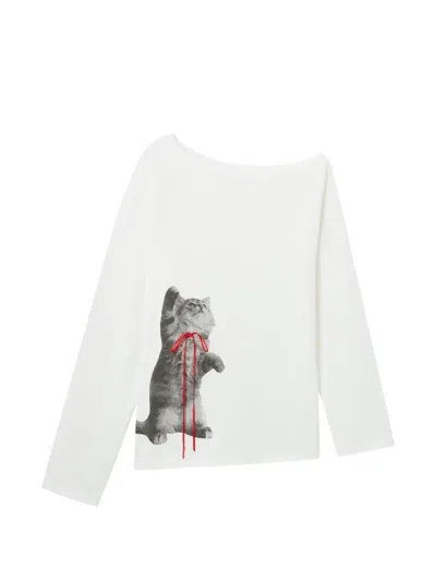 Markgong Graphic-print Asymmetric T-shirt Dress In White