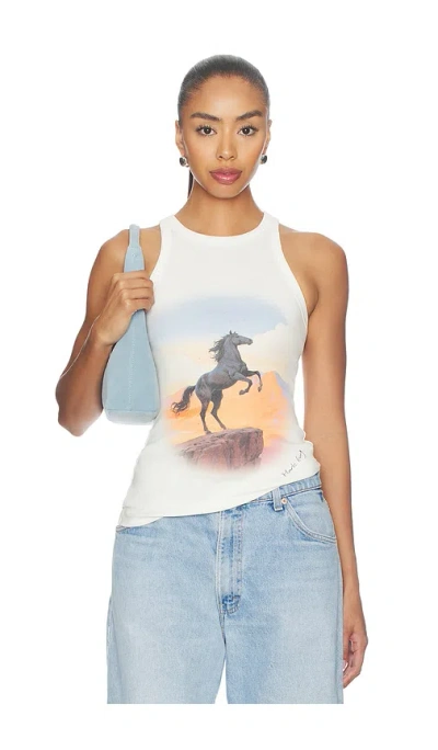 Markgong Horse Retro Print Tank Top In White