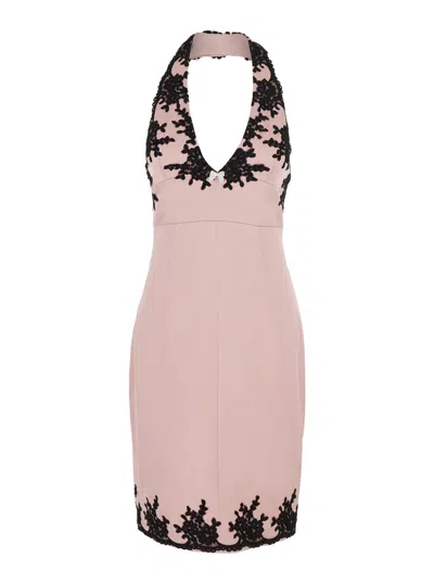 Markgong Lace Halterneck Dress In Pink