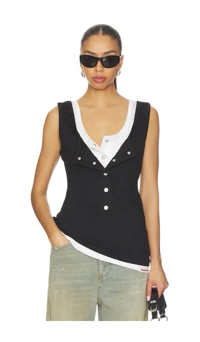 Markgong Layered Open-collared Vest In Black