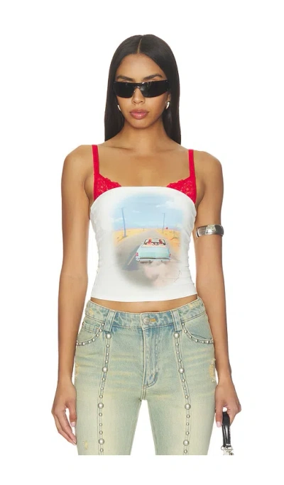 Markgong Loveride Retro Print Tube Top In White