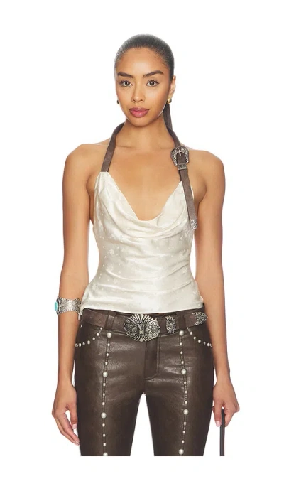 Markgong Metal Buckle Halter Cowl Neck 탑 In Multi