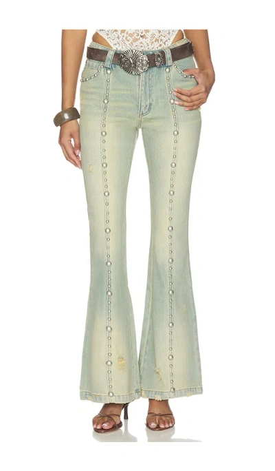 Markgong Studded Flared Jeans In Green