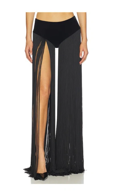 Markgong Swan Long Tassel Shorts In Black